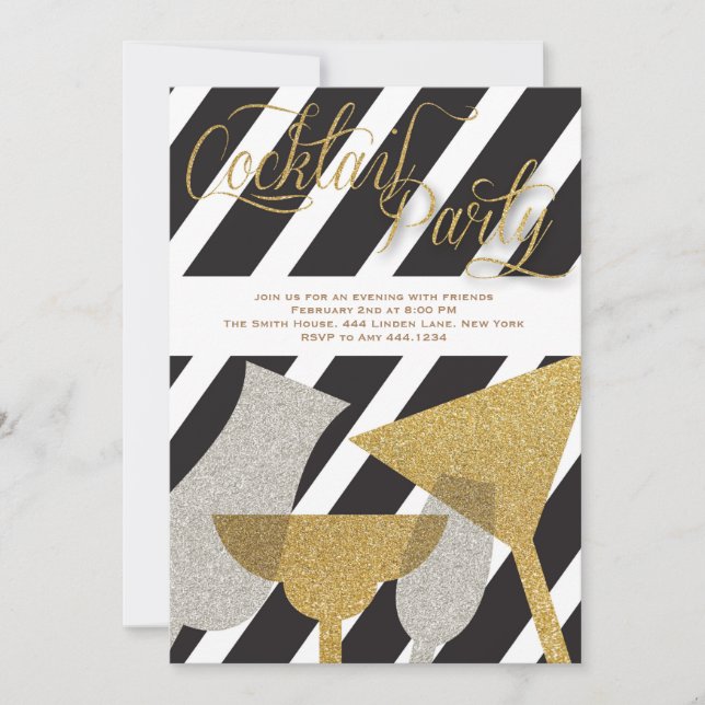 Convites de festas de coquetel brilhantes (Frente)