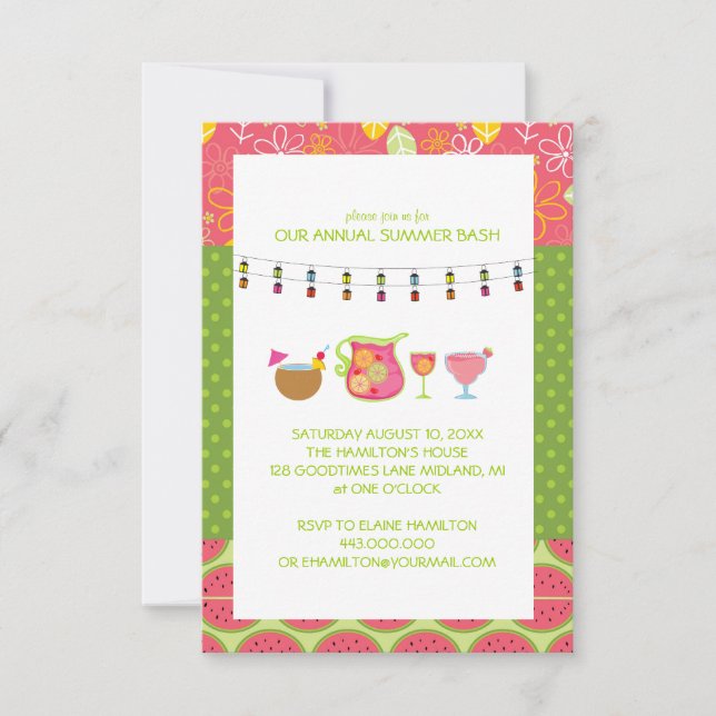 Convites de festas de coquetel de verão divertidos (Frente)