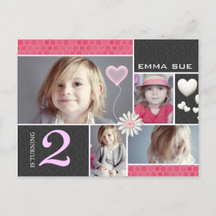 Convites de festas de Corações Damask do Estilo Po