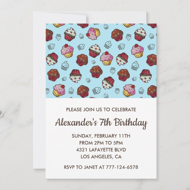 Convites de festas de cores 7 de aniversário garot (Frente)