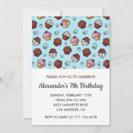 Convites de festas de cores 7 de aniversário garot