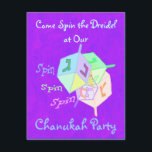 Convites de festas de Dreidel Chanukah da rotação<br><div class="desc">Os dreidels de giro coloridos múltiplos com as palavras "giram a rotação da rotação". Design de Chanukah. Convites de festas feitos sob encomenda de Chanukah - apenas preencha sua própria informação.</div>