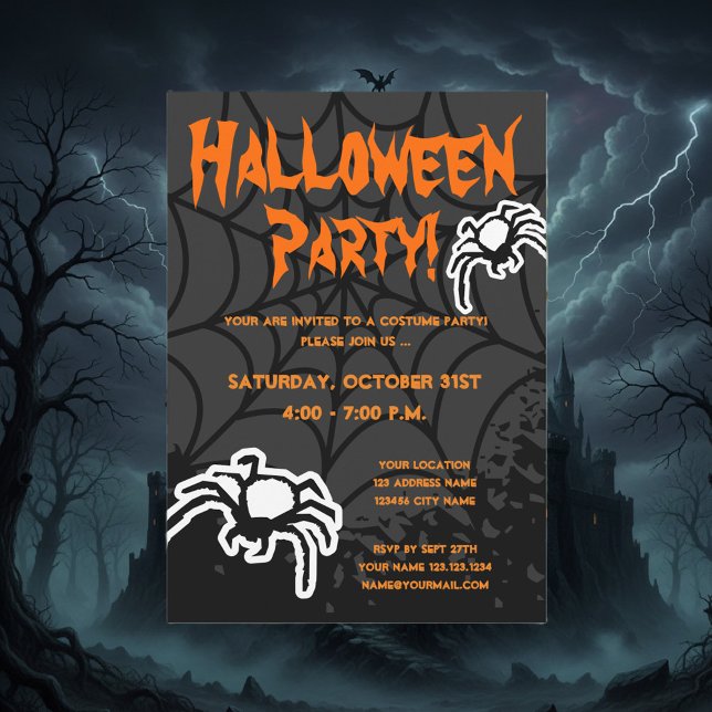 convites de festas de fantasia de Halloween com te (Halloween party invitations)