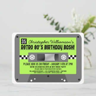 Convites de festas de fita cassete de anos 80 retr