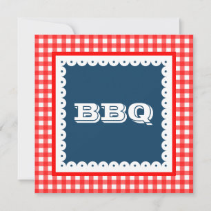 Convites de festas de Gingham Barbecue, CHURRASCO