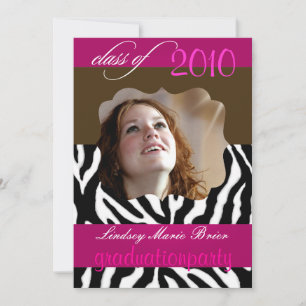 Convites de festas de graduação/zebra rosa quent