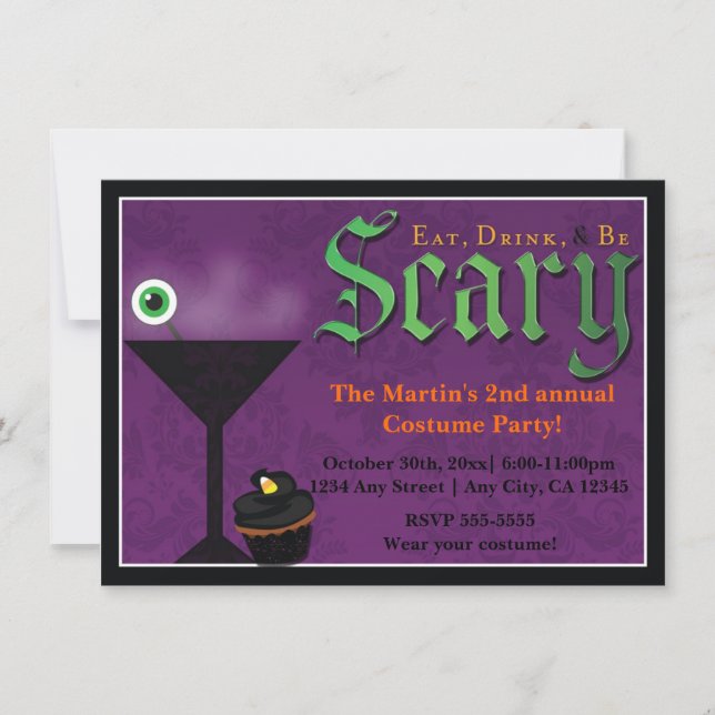 Convites de Festas de Halloween para Comer Beber e (Frente)