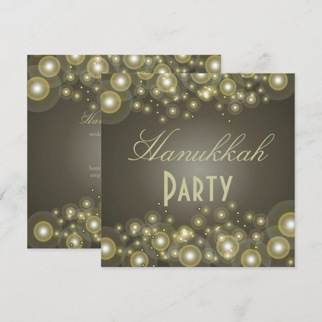 Convites de festas de Hanukkah, bolhas de champanh (Frente/Verso)