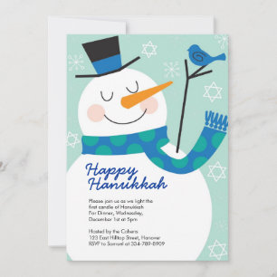Convites de festas de Hanukkah com Snowman