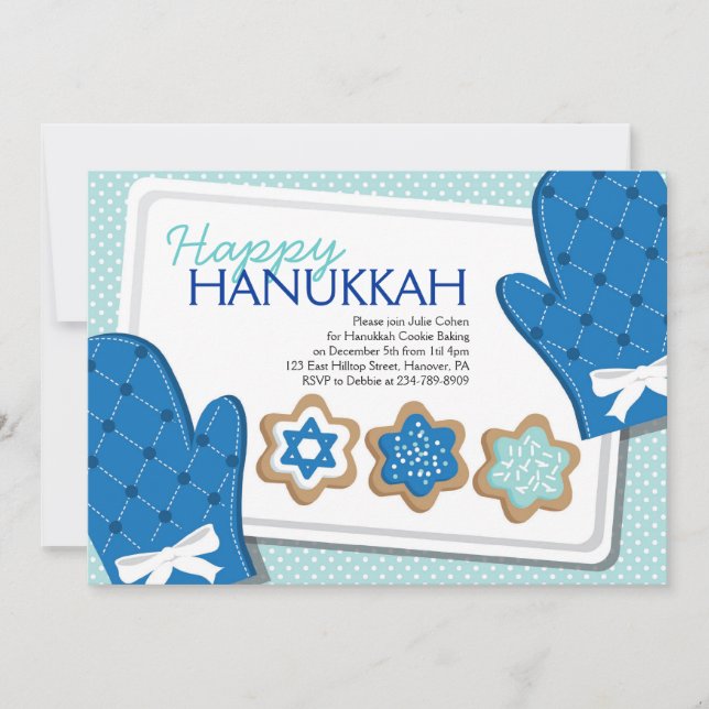 Convites de festas de Hanukkah Cookie (Frente)