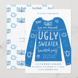 Convites de festas de Hanukkah Festivos Ugly Sweat