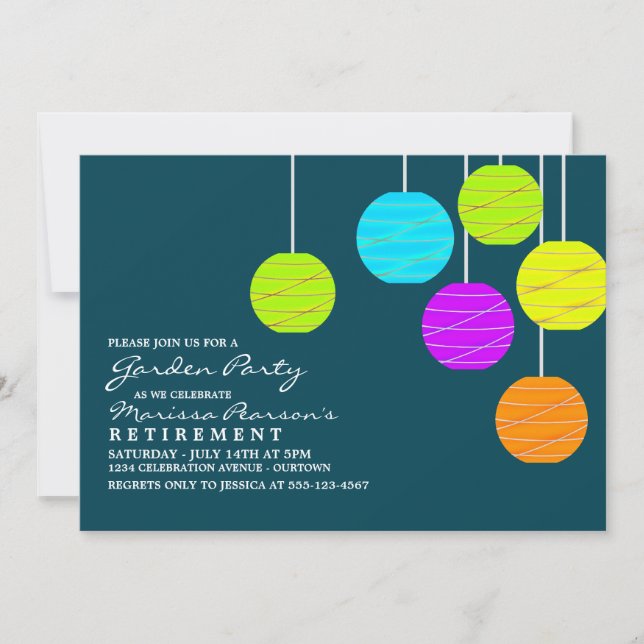 Convites de festas de Jardim de Lanternas de Papel (Frente)