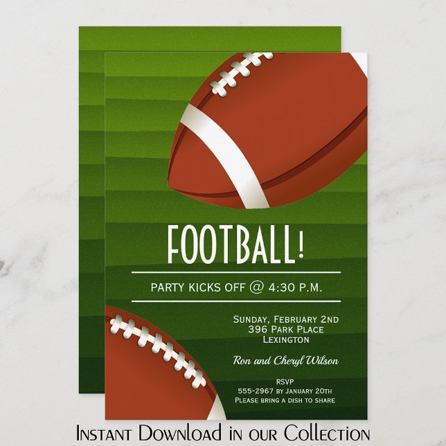 Convites de festas de jogos de futebol americano (American Football Bowl Game Party Invitations (INSTANT DOWNLOAD available in our collection))