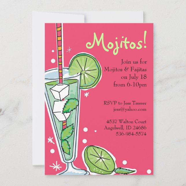 Convites de festas de Mojito (Frente)