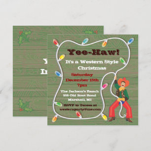 Convites de festas de Natal do Cowboy Lasso
