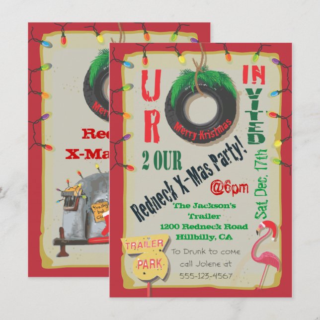 Convites de festas de Natal do Redneck (Frente/Verso)