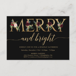 Convites de festas de Natal Douradas e felizes