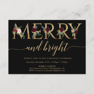 Convites de festas de Natal Douradas e felizes