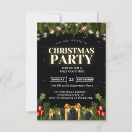 Convites de festas de Natal Negro Clássico