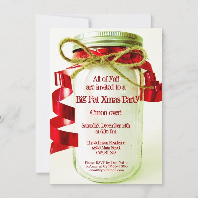 Convites de festas de Natal Rustic Mason Jar (Frente)