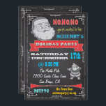 Convites de festas de Papais noeis de Retro de Bor<br><div class="desc">Super legal e retro! Arte de clip antigo do Papai Noel com gráficos e fontes de excelente em um fundo de giz de quadro-negro. Botas decoradas para sua festa de Natal legal e quadril.</div>