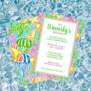 Convites de festas de Peixes Tropicais Coloridos