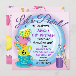 Convites de festas de pintura de potências cerâmic