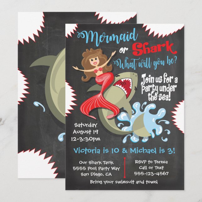 Convites de festas de Piscina de aniversário de Se (Frente/Verso)