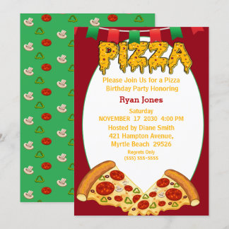 Convites de festas de pizza