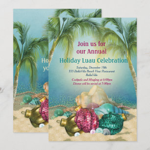 Convites de festas de praia Holiday Luau