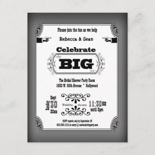 Convites de festas De Reprodução Pretos E Brancos