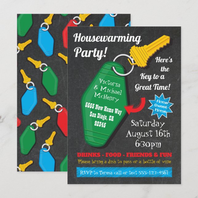 Convites de festas de retro para uso doméstico (Frente/Verso)