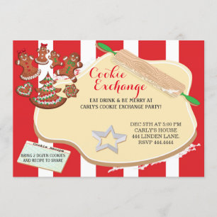 Convites de festas de troca de cookies natalinos