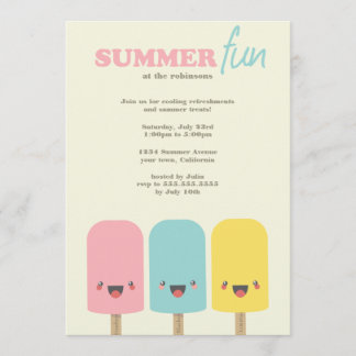 Convites de festas de Verão de Kawaii Ice Lolly Tr
