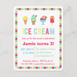 Convites de festas de Verão de Sorvete coloridos