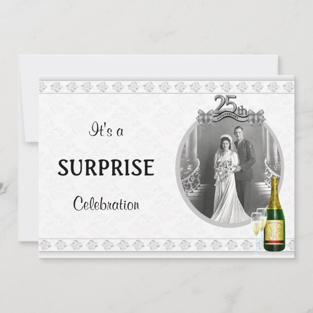 Convites de festas do 25 de Aniversário Elegante (Frente)