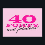 Convites de festas do aniversário de 40 anos para<br><div class="desc">Os convites de festas do aniversário de 40 anos para mulheres picam 40 e fabulosos! design. Design de Girlie para a mulher dos anos de idade quarenta. O quadragésimo partido convida.</div>