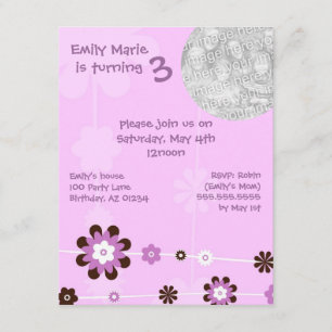 Convites de festas do Brithday do florista roxo