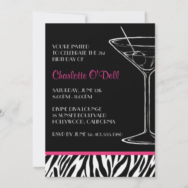 Convites de festas do impressão da zebra (Frente)