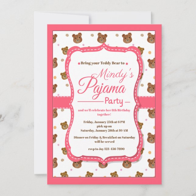 Convites de festas do pijama (Frente)