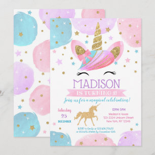 Convites de festas do primeiro aniversario Unicorn