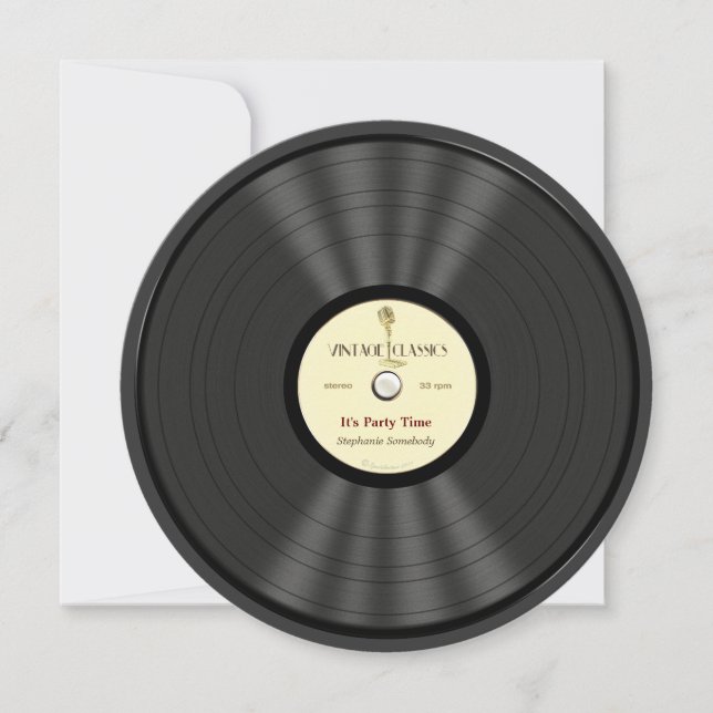 Convites de festas do registro de vinil do (Frente)