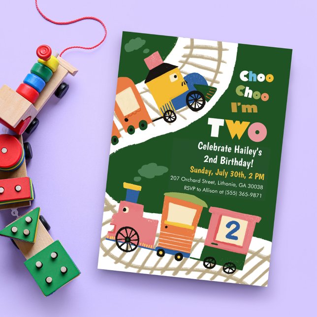 Convites de festas do segundo aniversário Choo Tra (Criador carregado)