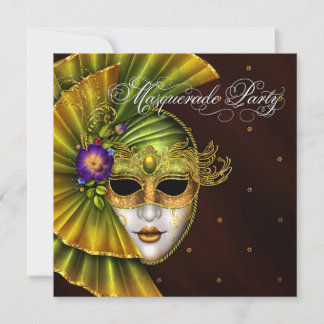 Convites de festas Dourados de Mascarada Elegante