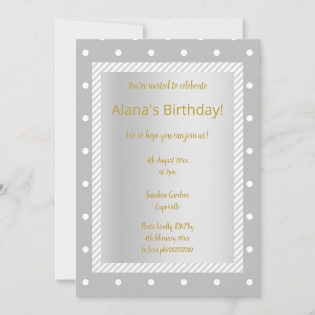 Convites de festas elegantes de galeria de Cinza p (Frente)