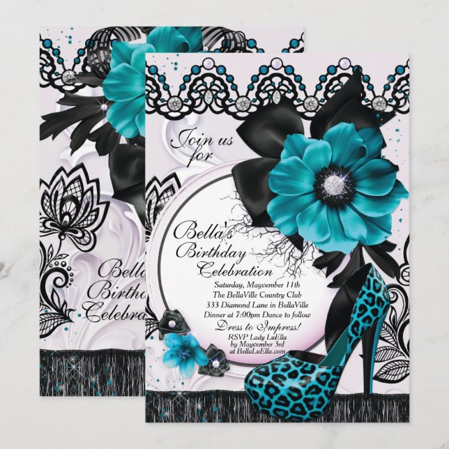 Convites de festas Elegantes sofisticados (Frente/Verso)