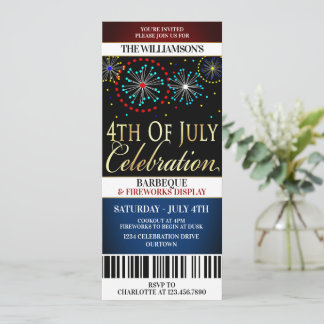 convites de festas Fireworks de 4 de julho