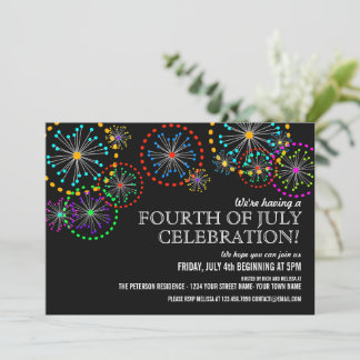 Convites de festas Fireworks do dia 4 de julho
