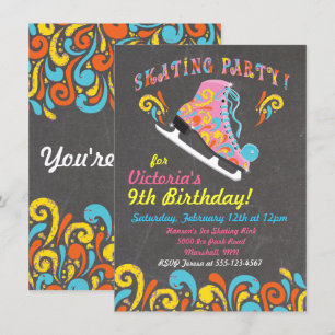 Convites de festas Groovy do patinagem no gelo do