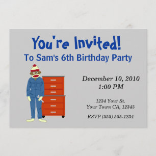 Convites de festas Mecânicos do Macaco-Meia